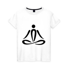 Женская футболка хлопок с принтом Йога (Yoga) , 100% хлопок | прямой крой, круглый вырез горловины, длина до линии бедер, слегка спущенное плечо | yoga | йога