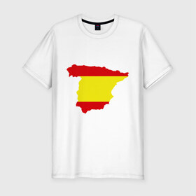 Мужская футболка премиум с принтом Испания (Spain) , 92% хлопок, 8% лайкра | приталенный силуэт, круглый вырез ворота, длина до линии бедра, короткий рукав | Тематика изображения на принте: spain | государство | европа | европейский | испания | карта | мадрид | флаг