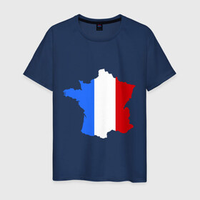 Мужская футболка хлопок с принтом Франция (France) , 100% хлопок | прямой крой, круглый вырез горловины, длина до линии бедер, слегка спущенное плечо. | 