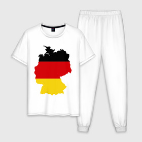 Мужская пижама хлопок с принтом Германия (Germany) , 100% хлопок | брюки и футболка прямого кроя, без карманов, на брюках мягкая резинка на поясе и по низу штанин
 | germany | германия | государство | европа | европейский | немцы | флаг