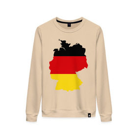 Женский свитшот хлопок с принтом Германия (Germany) , 100% хлопок | прямой крой, круглый вырез, на манжетах и по низу широкая трикотажная резинка  | germany | германия | государство | европа | европейский | немцы | флаг
