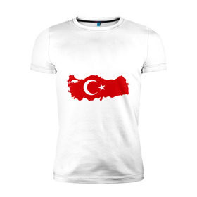Мужская футболка премиум с принтом Турция (Turkey) , 92% хлопок, 8% лайкра | приталенный силуэт, круглый вырез ворота, длина до линии бедра, короткий рукав | turkey | символ | страна | турция | флаг