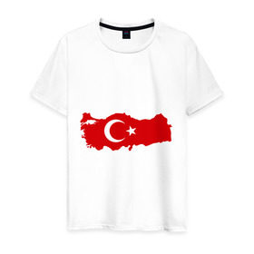 Мужская футболка хлопок с принтом Турция (Turkey) , 100% хлопок | прямой крой, круглый вырез горловины, длина до линии бедер, слегка спущенное плечо. | turkey | символ | страна | турция | флаг