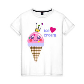 Женская футболка хлопок с принтом Ice cream , 100% хлопок | прямой крой, круглый вырез горловины, длина до линии бедер, слегка спущенное плечо | 