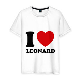 Мужская футболка хлопок с принтом I Love Leonard , 100% хлопок | прямой крой, круглый вырез горловины, длина до линии бедер, слегка спущенное плечо. | 