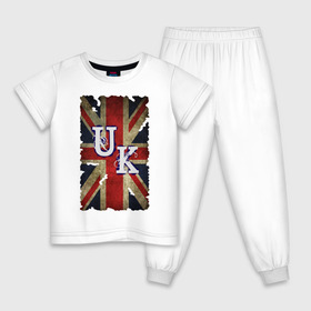 Детская пижама хлопок с принтом United Kingdom , 100% хлопок |  брюки и футболка прямого кроя, без карманов, на брюках мягкая резинка на поясе и по низу штанин
 | britain | great | great britain | kingdom | uk | united | united kingdom | united kingdombritan | англия | британия | великобритания | королевство