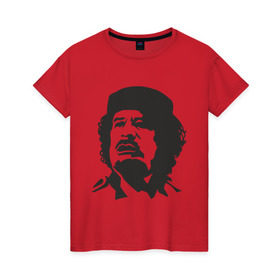 Женская футболка хлопок с принтом Каддафи , 100% хлопок | прямой крой, круглый вырез горловины, длина до линии бедер, слегка спущенное плечо | кадафи | каддафи | ливия | муамар | муаммар