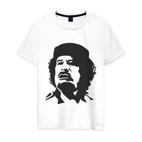 Мужская футболка хлопок с принтом Каддафи , 100% хлопок | прямой крой, круглый вырез горловины, длина до линии бедер, слегка спущенное плечо. | кадафи | каддафи | ливия | муамар | муаммар