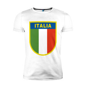Мужская футболка премиум с принтом Италия , 92% хлопок, 8% лайкра | приталенный силуэт, круглый вырез ворота, длина до линии бедра, короткий рукав | Тематика изображения на принте: государство | европа | европейский | италия | флаг