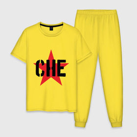 Мужская пижама хлопок с принтом Че Гевара - звезда , 100% хлопок | брюки и футболка прямого кроя, без карманов, на брюках мягкая резинка на поясе и по низу штанин
 | che | cuba | guevara | гевара | звезда | куба | че