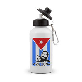 Бутылка спортивная с принтом Viva, Cuba! , металл | емкость — 500 мл, в комплекте две пластиковые крышки и карабин для крепления | cuba | viva | вива | кастро | куба | кубы | фидель | флаг