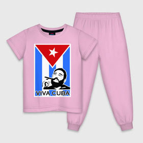 Детская пижама хлопок с принтом Viva, Cuba! , 100% хлопок |  брюки и футболка прямого кроя, без карманов, на брюках мягкая резинка на поясе и по низу штанин
 | Тематика изображения на принте: cuba | viva | вива | кастро | куба | кубы | фидель | флаг