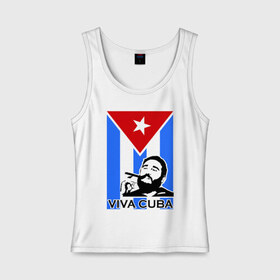 Женская майка хлопок с принтом Viva, Cuba! , 95% хлопок, 5% эластан |  | cuba | viva | вива | кастро | куба | кубы | фидель | флаг