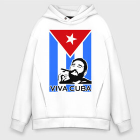 Мужское худи Oversize хлопок с принтом Viva Cuba! , френч-терри — 70% хлопок, 30% полиэстер. Мягкий теплый начес внутри —100% хлопок | боковые карманы, эластичные манжеты и нижняя кромка, капюшон на магнитной кнопке | Тематика изображения на принте: cuba | viva | вива | кастро | куба | кубы | фидель | флаг