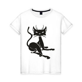 Женская футболка хлопок с принтом Кошечка (6) , 100% хлопок | прямой крой, круглый вырез горловины, длина до линии бедер, слегка спущенное плечо | cats | кошечка | кошка