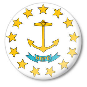 Значок с принтом Якорь ,  металл | круглая форма, металлическая застежка в виде булавки | для моряков | звезды | море | морской флот | морякам | плавание | флот | якорь. корабли