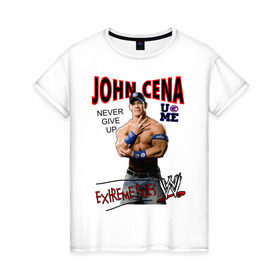 Женская футболка хлопок с принтом John Cena Extreme Rules , 100% хлопок | прямой крой, круглый вырез горловины, длина до линии бедер, слегка спущенное плечо | wwe | бои без правил | джон сина