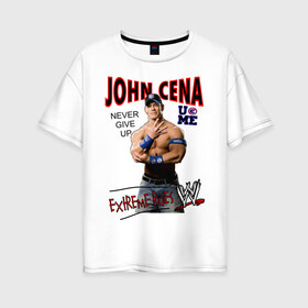 Женская футболка хлопок Oversize с принтом John Cena Extreme Rules , 100% хлопок | свободный крой, круглый ворот, спущенный рукав, длина до линии бедер
 | Тематика изображения на принте: wwe | бои без правил | джон сина