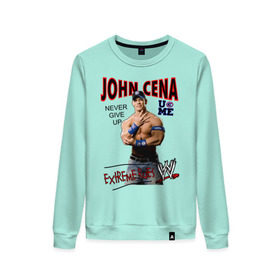 Женский свитшот хлопок с принтом John Cena Extreme Rules , 100% хлопок | прямой крой, круглый вырез, на манжетах и по низу широкая трикотажная резинка  | wwe | бои без правил | джон сина