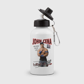 Бутылка спортивная с принтом John Cena Extreme Rules , металл | емкость — 500 мл, в комплекте две пластиковые крышки и карабин для крепления | джон сина