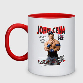 Кружка двухцветная с принтом John Cena Extreme Rules , керамика | объем — 330 мл, диаметр — 80 мм. Цветная ручка и кайма сверху, в некоторых цветах — вся внутренняя часть | джон сина
