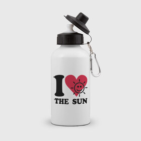 Бутылка спортивная с принтом I love the sun - Я люблю солнце , металл | емкость — 500 мл, в комплекте две пластиковые крышки и карабин для крепления | i love | sun | небо | погода | светить | солнечный | солнце | солнышко | я люблю солнце