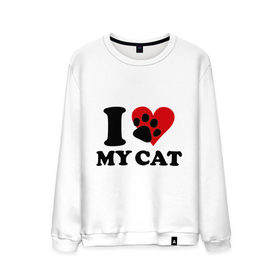 Мужской свитшот хлопок с принтом I love my cat - Я люблю свою кошку , 100% хлопок |  | cat | i love | love my cat | киса | киска | кот | котенок | котик | котяра | кошка | люблю кошку