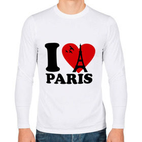 Мужской лонгслив хлопок с принтом Я люблю Париж , 100% хлопок |  | Тематика изображения на принте: paris | париж | франция france | эйфелева башня | я люблю