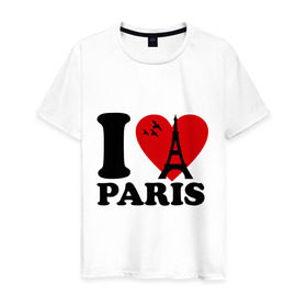 Мужская футболка хлопок с принтом Я люблю Париж , 100% хлопок | прямой крой, круглый вырез горловины, длина до линии бедер, слегка спущенное плечо. | Тематика изображения на принте: paris | париж | франция france | эйфелева башня | я люблю