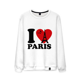 Мужской свитшот хлопок с принтом Я люблю Париж , 100% хлопок |  | paris | париж | франция france | эйфелева башня | я люблю