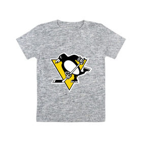 Детская футболка хлопок с принтом Pittsburgh Penguins , 100% хлопок | круглый вырез горловины, полуприлегающий силуэт, длина до линии бедер | Тематика изображения на принте: пингвин