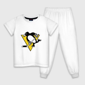 Детская пижама хлопок с принтом Pittsburgh Penguins , 100% хлопок |  брюки и футболка прямого кроя, без карманов, на брюках мягкая резинка на поясе и по низу штанин
 | Тематика изображения на принте: пингвин