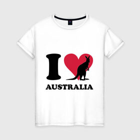 Женская футболка хлопок с принтом I love Australia , 100% хлопок | прямой крой, круглый вырез горловины, длина до линии бедер, слегка спущенное плечо | i love | i love australia | кенгуру | я люблю | я люблю австралию