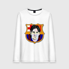 Мужской лонгслив хлопок с принтом Messi-Barcelona , 100% хлопок |  | 