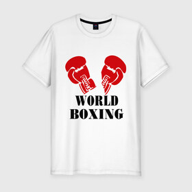 Мужская футболка премиум с принтом World boxing , 92% хлопок, 8% лайкра | приталенный силуэт, круглый вырез ворота, длина до линии бедра, короткий рукав | 