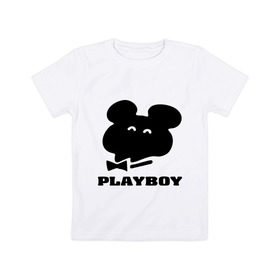 Детская футболка хлопок с принтом Playboy mishka , 100% хлопок | круглый вырез горловины, полуприлегающий силуэт, длина до линии бедер | mishka | playboy | медведь | мишка | олимпиада 80 | олимпийский мишка | плейбой