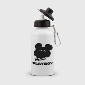 Бутылка спортивная с принтом Playboy mishka , металл | емкость — 500 мл, в комплекте две пластиковые крышки и карабин для крепления | mishka | playboy | медведь | мишка | олимпиада 80 | олимпийский мишка | плейбой