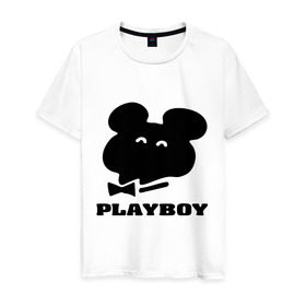 Мужская футболка хлопок с принтом Playboy mishka , 100% хлопок | прямой крой, круглый вырез горловины, длина до линии бедер, слегка спущенное плечо. | Тематика изображения на принте: mishka | playboy | медведь | мишка | олимпиада 80 | олимпийский мишка | плейбой