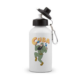 Бутылка спортивная с принтом Cuba - Fidel Castro , металл | емкость — 500 мл, в комплекте две пластиковые крышки и карабин для крепления | castro | cuba | fidel | кастро | куба | лидер | фидель