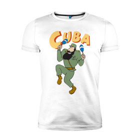Мужская футболка премиум с принтом Cuba - Fidel Castro , 92% хлопок, 8% лайкра | приталенный силуэт, круглый вырез ворота, длина до линии бедра, короткий рукав | Тематика изображения на принте: castro | cuba | fidel | кастро | куба | лидер | фидель