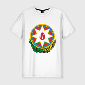 Мужская футболка премиум с принтом Герб Азербайджана , 92% хлопок, 8% лайкра | приталенный силуэт, круглый вырез ворота, длина до линии бедра, короткий рукав | герб азербайджана | герб азербайджанаазербайджан | мусульманин