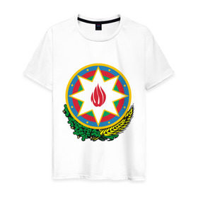 Мужская футболка хлопок с принтом Герб Азербайджана , 100% хлопок | прямой крой, круглый вырез горловины, длина до линии бедер, слегка спущенное плечо. | герб азербайджана | герб азербайджанаазербайджан | мусульманин