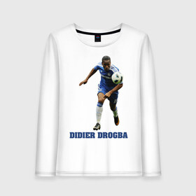 Женский лонгслив хлопок с принтом Didier Drogba - Chelsea , 100% хлопок |  | 