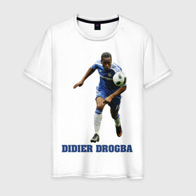 Мужская футболка хлопок с принтом Didier Drogba - Chelsea , 100% хлопок | прямой крой, круглый вырез горловины, длина до линии бедер, слегка спущенное плечо. | Тематика изображения на принте: 