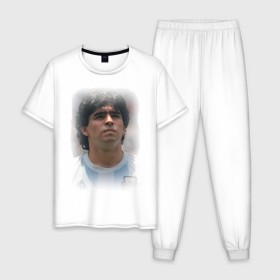 Мужская пижама хлопок с принтом Diego Maradona (2) , 100% хлопок | брюки и футболка прямого кроя, без карманов, на брюках мягкая резинка на поясе и по низу штанин
 | diego maradona | footballplayer | болельщикам | диего марадона | евро 2012 | футбол | футболист