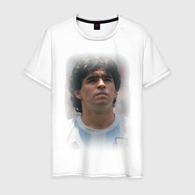 Мужская футболка хлопок с принтом Diego Maradona (2) , 100% хлопок | прямой крой, круглый вырез горловины, длина до линии бедер, слегка спущенное плечо. | diego maradona | footballplayer | болельщикам | диего марадона | евро 2012 | футбол | футболист