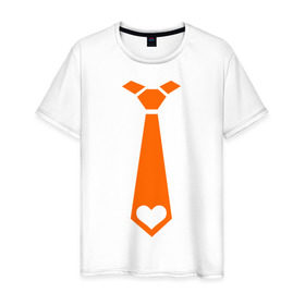 Мужская футболка хлопок с принтом Галстук сердце , 100% хлопок | прямой крой, круглый вырез горловины, длина до линии бедер, слегка спущенное плечо. | 