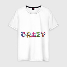 Мужская футболка хлопок с принтом Crazy (3) , 100% хлопок | прямой крой, круглый вырез горловины, длина до линии бедер, слегка спущенное плечо. | crazy | smile | безумие | безумство | глаза | крейзи | псих | смайлик | смайлики