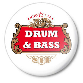 Значок с принтом Dram&Bass ,  металл | круглая форма, металлическая застежка в виде булавки | dnb | drum | басс | драм