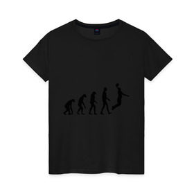 Женская футболка хлопок с принтом Баскетбольная эволюция , 100% хлопок | прямой крой, круглый вырез горловины, длина до линии бедер, слегка спущенное плечо | баскетбол | баскетболист | дарвин | человек | эволюция
